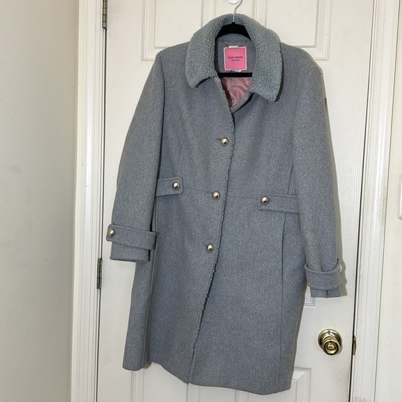 KATE SPADE Women’s Wool Long Coat Size XL Gray Jacket - Picture 1 of 12